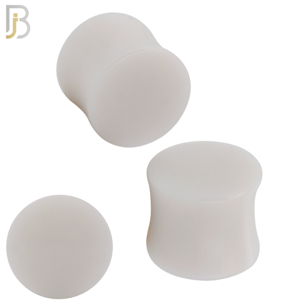 PA01W - White Solid Acrylic Double Flare Plug Sold as Pair