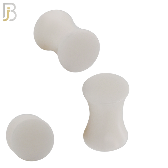 PA01W - White Solid Acrylic Double Flare Plug Sold as Pair