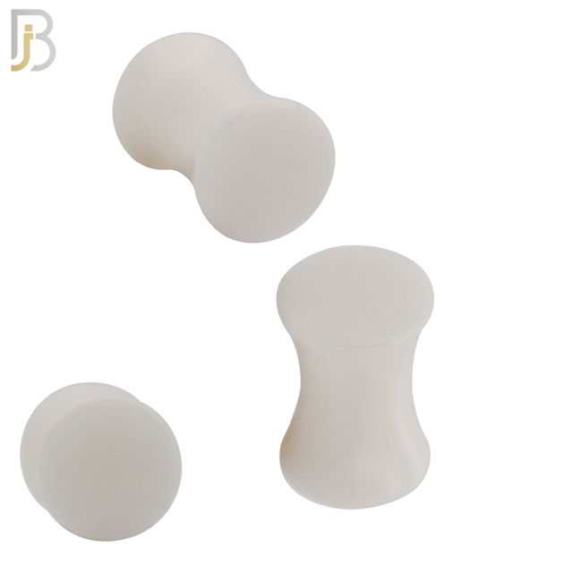 PA01W - White Solid Acrylic Double Flare Plug Sold as Pair