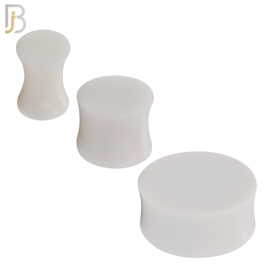 PA01W - White Solid Acrylic Double Flare Plug Sold as Pair