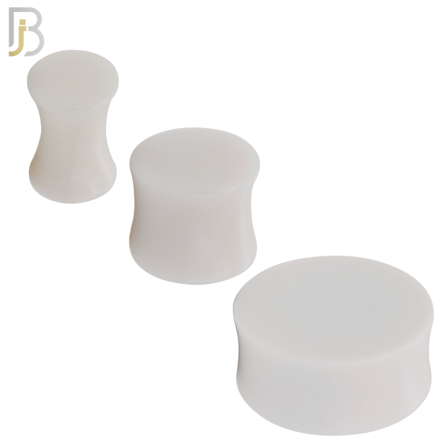 PA01W - White Solid Acrylic Double Flare Plug Sold as Pair