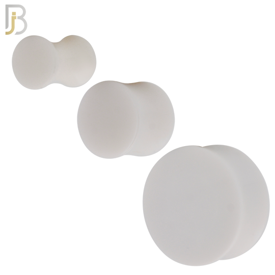 PA01W - White Solid Acrylic Double Flare Plug Sold as Pair