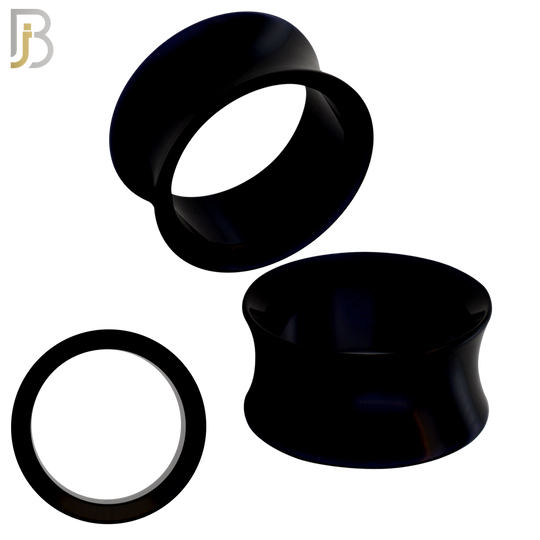 PA02K - Black Tunnel Acrylic Double Flare Plug Sold as Pair