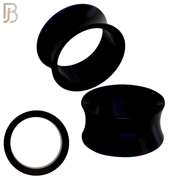 PA02K - Black Tunnel Acrylic Double Flare Plug Sold as Pair