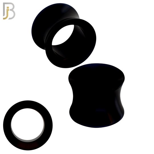 PA02K - Black Tunnel Acrylic Double Flare Plug Sold as Pair