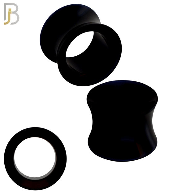 PA02K - Black Tunnel Acrylic Double Flare Plug Sold as Pair