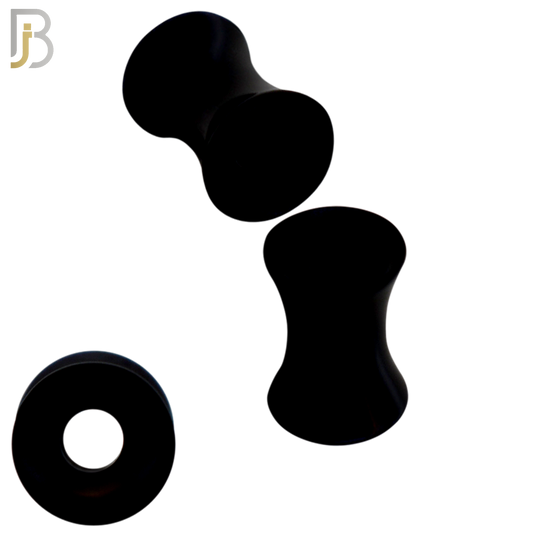 PA02K - Black Tunnel Acrylic Double Flare Plug Sold as Pair