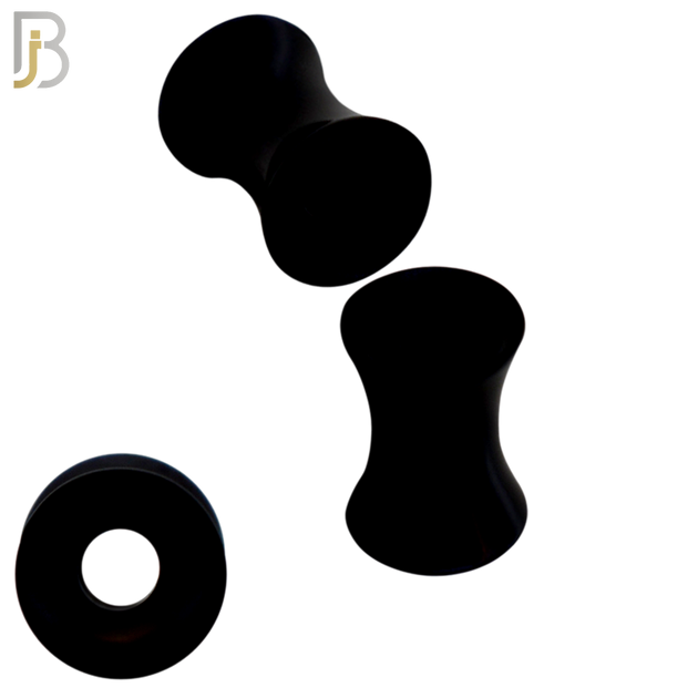 PA02K - Black Tunnel Acrylic Double Flare Plug Sold as Pair