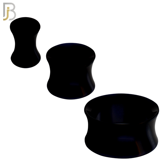 PA02K - Black Tunnel Acrylic Double Flare Plug Sold as Pair
