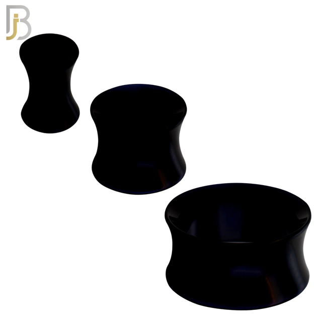 PA02K - Black Tunnel Acrylic Double Flare Plug Sold as Pair