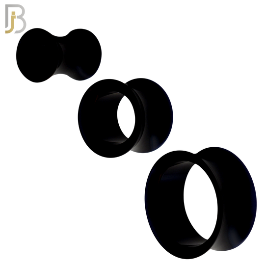 PA02K - Black Tunnel Acrylic Double Flare Plug Sold as Pair