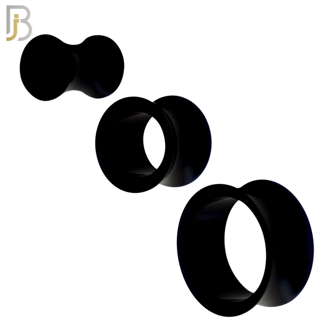 PA02K - Black Tunnel Acrylic Double Flare Plug Sold as Pair