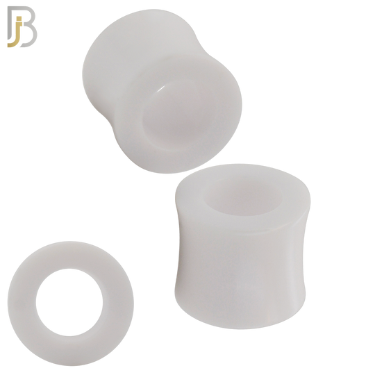 PA02W - White Tunnel Acrylic Double Flare Plug Sold as Pair