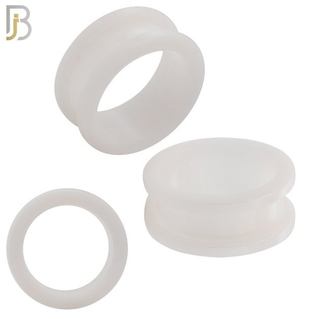 PA08W - White Tunnel Acrylic Screw On Plug/Gauges Sold as Pair