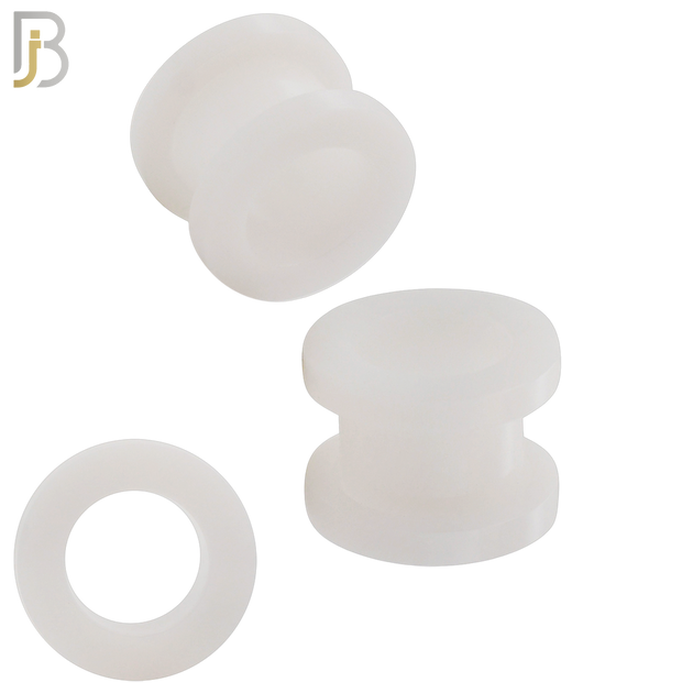 PA08W - White Tunnel Acrylic Screw On Plug/Gauges Sold as Pair