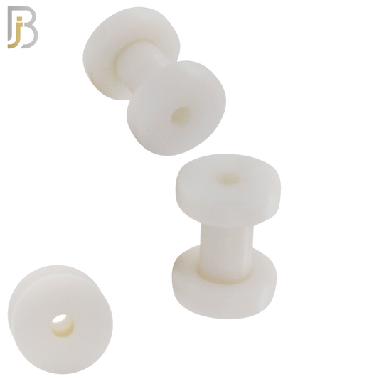 PA08W - White Tunnel Acrylic Screw On Plug/Gauges Sold as Pair