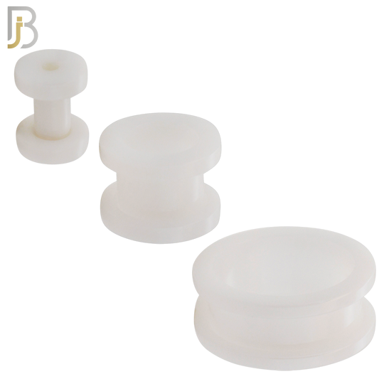 PA08W - White Tunnel Acrylic Screw On Plug/Gauges Sold as Pair