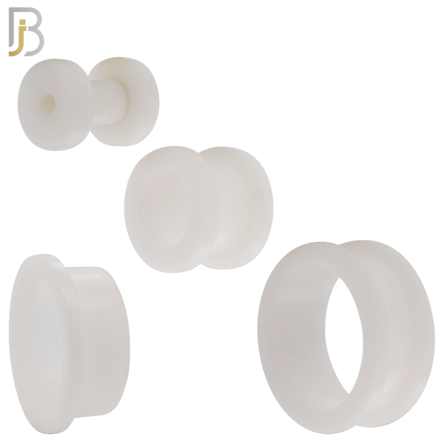 PA08W - White Tunnel Acrylic Screw On Plug/Gauges Sold as Pair