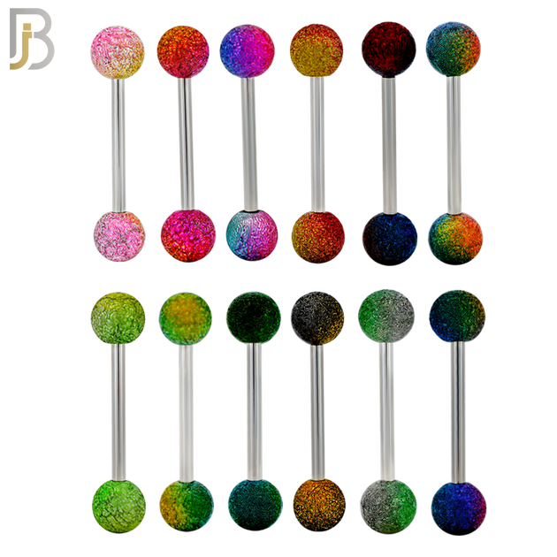 PK-BB0011 - 316L Surgical Steel Tongue Barbell Body Jewelry – 16mm Multi-Colored Ball Design, Pack of 120