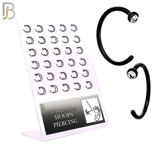 Black Plated 316L Surgical Steel Nose Hoops Pack