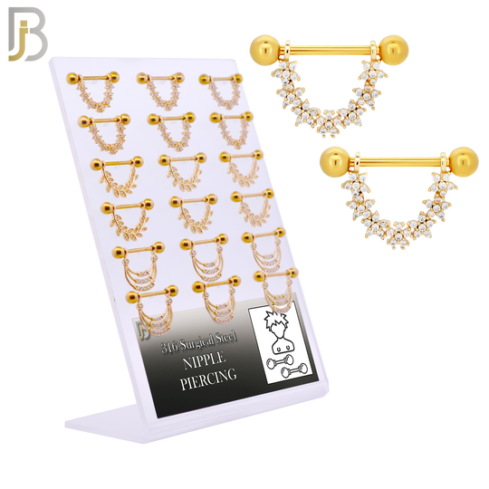 PK-NP27 - 316L Surgical Steel Three (3) Different Design Nipple Shields - Pack of 9 Pairs