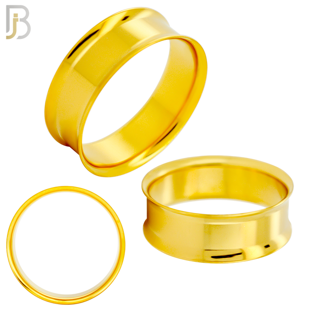 PL01G - Gold Plated Surgical Steel Tunnel Plain Double Flare Plug Sold as Pair