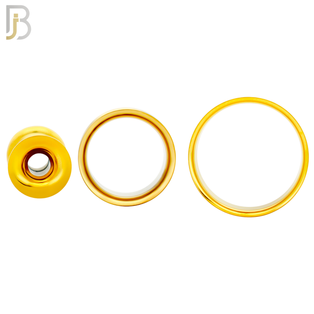 PL01G - Gold Plated Surgical Steel Tunnel Plain Double Flare Plug Sold as Pair