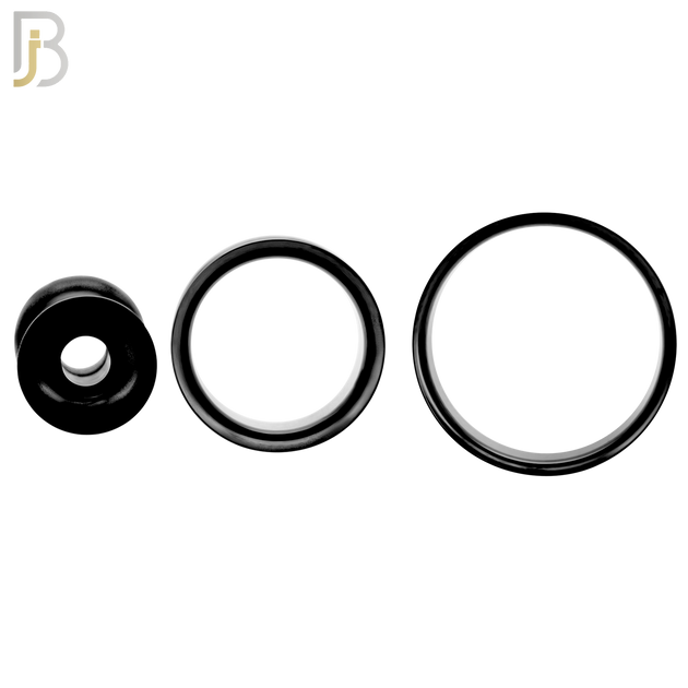PL01K - Black Plated Surgical Steel Tunnel Plain Double Flare Plug Sold as Pair