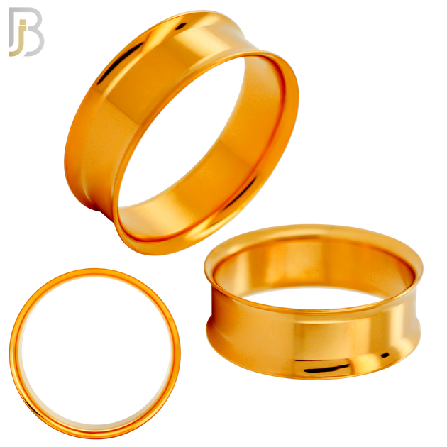 PL01R - Rose Gold Plated Surgical Steel Tunnel Plain Double Flare Plug Sold as Pair