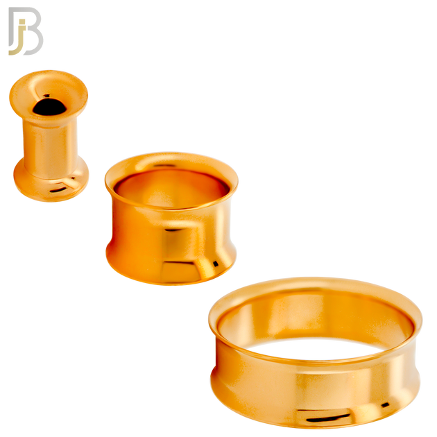 PL01R - Rose Gold Plated Surgical Steel Tunnel Plain Double Flare Plug Sold as Pair