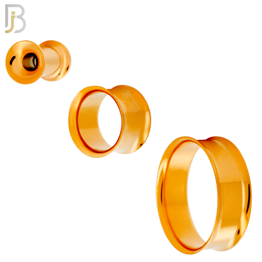 PL01R - Rose Gold Plated Surgical Steel Tunnel Plain Double Flare Plug Sold as Pair