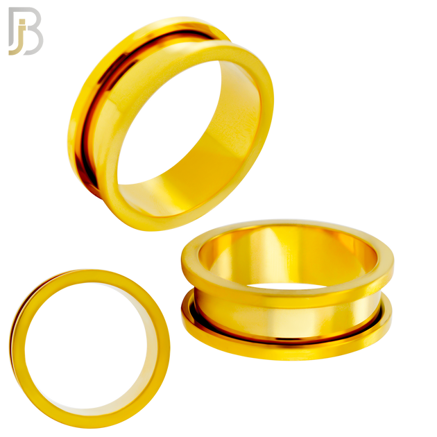 PL03G - Gold Plated Surgical Steel Tunnel Plain Design Screw On Plugs Sold as Pair