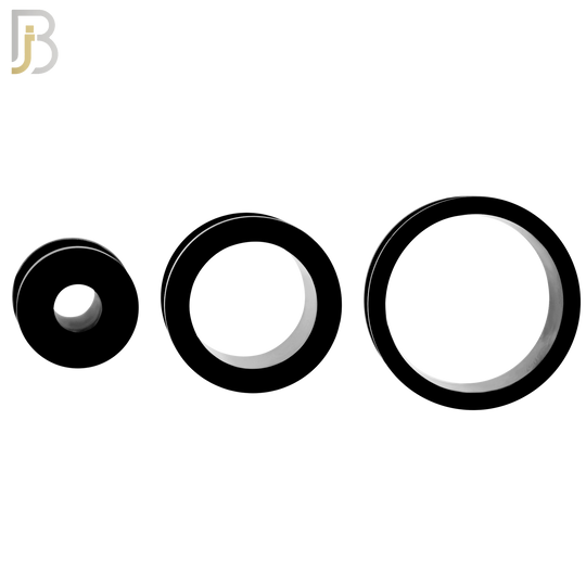 PL03K - Black Plated Surgical Steel Tunnel Plain Design Screw On Plugs Sold as Pair