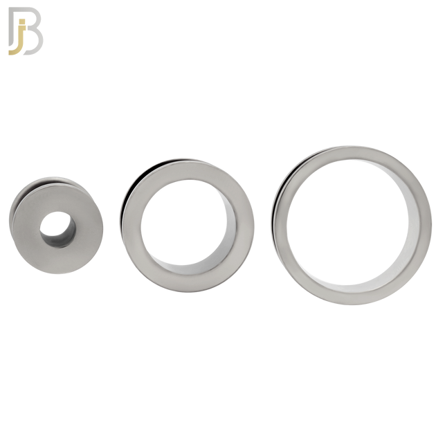 PL03S - Surgical Steel Tunnel Plain Design Screw On Plugs Sold as Pair
