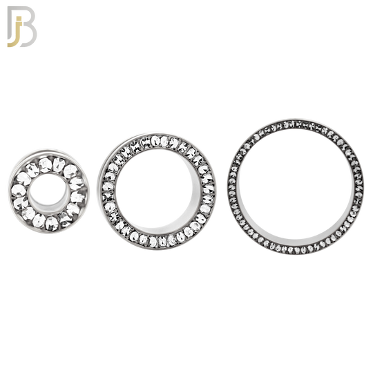 PL05S - Surgical Steel Oil Coating Zircon Screw On Plugs Sold as Pair