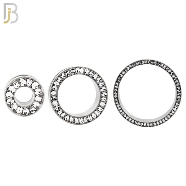 PL05S - Surgical Steel Oil Coating Zircon Screw On Plugs Sold as Pair