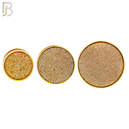 PL32G - Gold Plated Surgical Steel Solid Sandpaper Top Design Screw On Plugs Sold as Pair