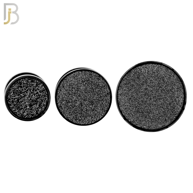 PL32K - Black Plated Surgical Steel Solid Sandpaper Top Design Screw On Plugs Sold as Pair