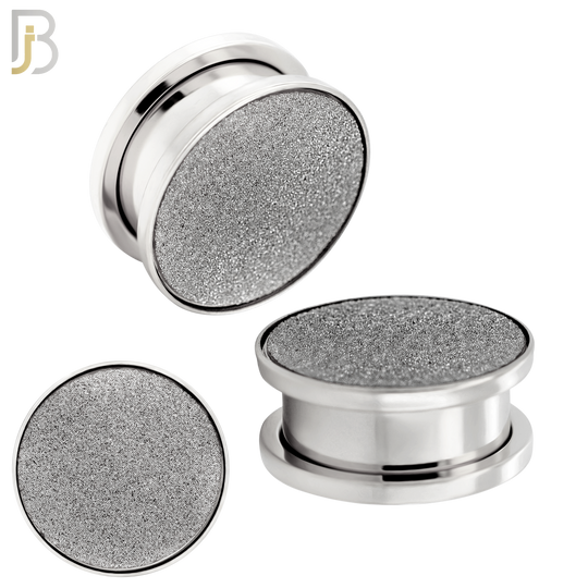 PL32S - Surgical Steel Solid Sandpaper Top Design Screw On Plugs