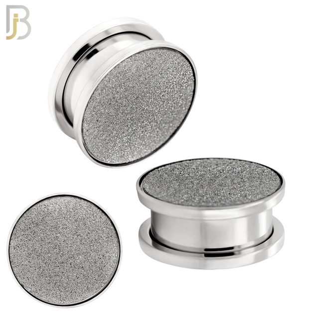 PL32S - Surgical Steel Solid Sandpaper Top Design Screw On Plugs