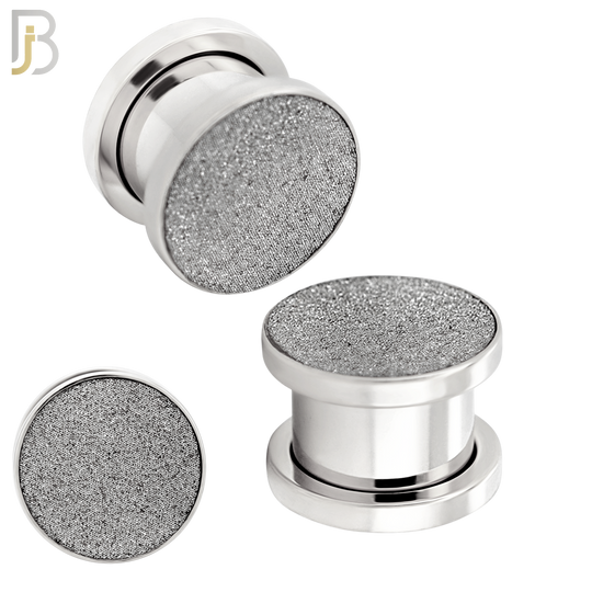 PL32S - Surgical Steel Solid Sandpaper Top Design Screw On Plugs