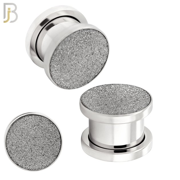 PL32S - Surgical Steel Solid Sandpaper Top Design Screw On Plugs