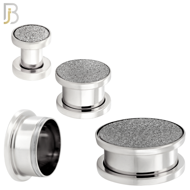 PL32S - Surgical Steel Solid Sandpaper Top Design Screw On Plugs