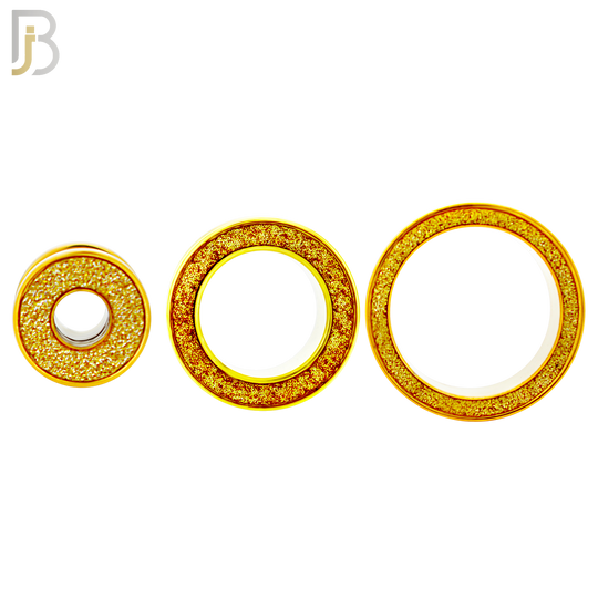PL33G - Gold Plated Surgical Steel Tunnel Sandpaper Top Design Screw On Plugs Sold as Pair