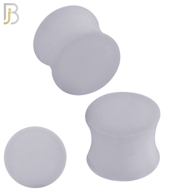 PS01C - Clear Color Solid Silicone Double Flare Earring Plug Sold Pair