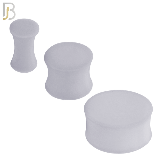 PS01C - Clear Color Solid Silicone Double Flare Earring Plug Sold Pair