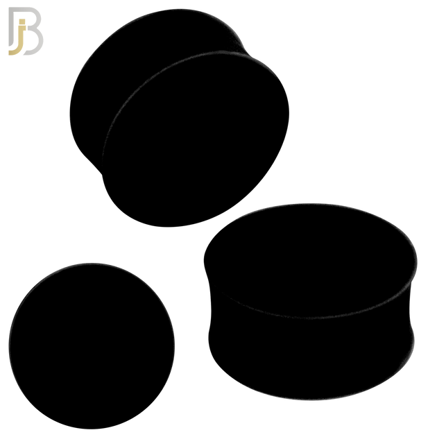 PS01K - Black Color Solid Silicone Double Flare Earring Plugs Sold Pair