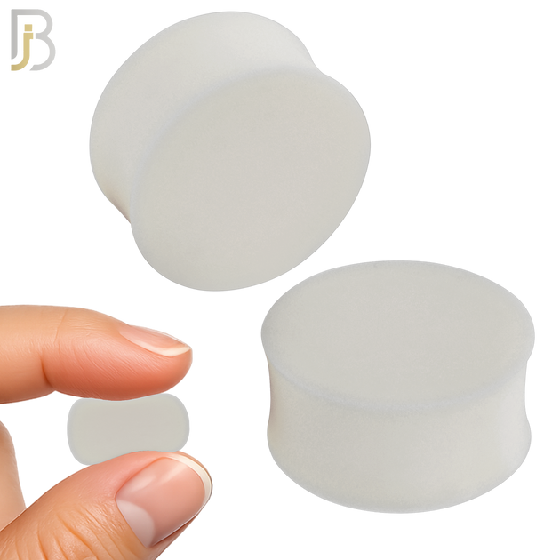 PS01W - White Color Solid Silicone Double Flare Earring Plug Sold Pair