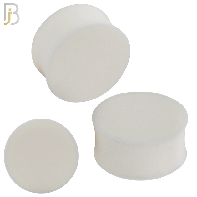 PS01W - White Color Solid Silicone Double Flare Earring Plug Sold Pair