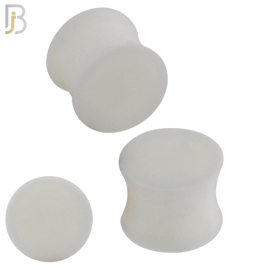 PS01W - White Color Solid Silicone Double Flare Earring Plug Sold Pair